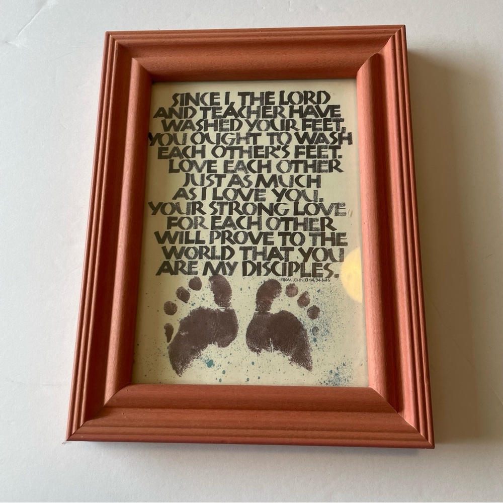 Wooden Framed Inspirational Quote Art John 13 Bible Verse Washing Feet Jesus